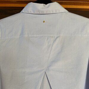 Cuyana poplin pleat-back shirt blue/white size small